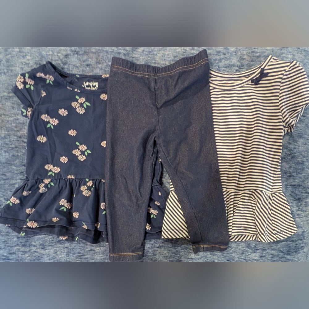 Jumping Beans 4T Floral and Striped Outfit Set